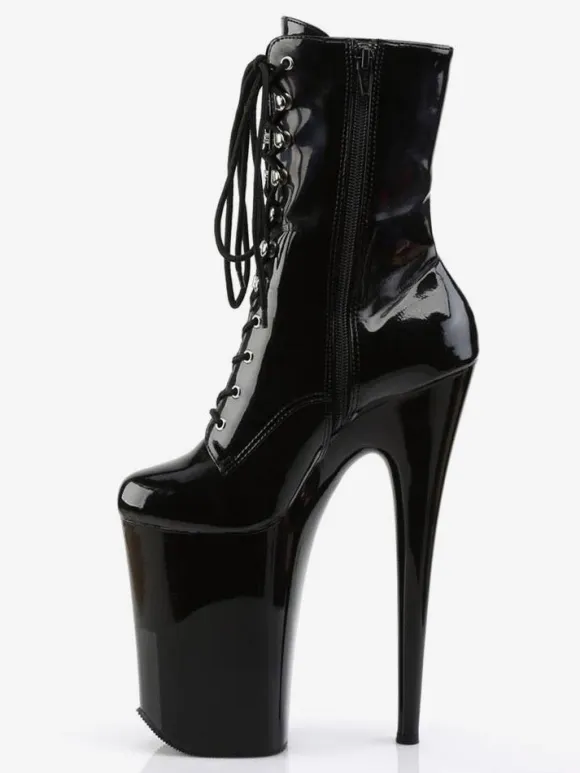 Pole Dance Shoes Women Sexy Boots Round Toe Zipper Zipper Stiletto Heel Rave Club Black Thigh High Boots Over The Knee Boots Stripper Shoes