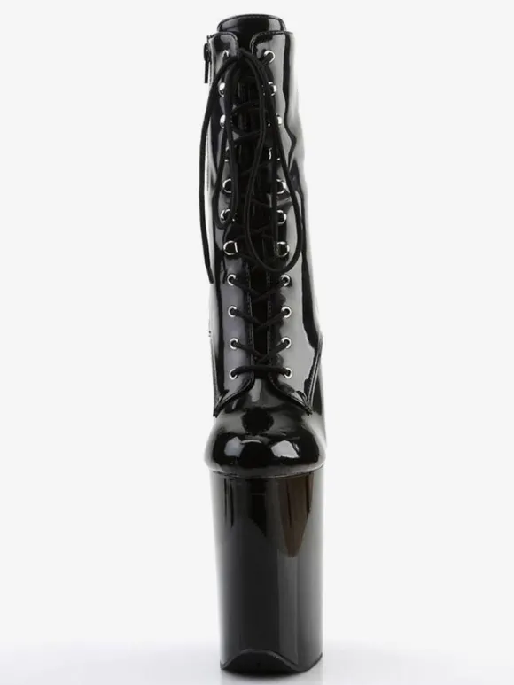 Pole Dance Shoes Women Sexy Boots Round Toe Zipper Zipper Stiletto Heel Rave Club Black Thigh High Boots Over The Knee Boots Stripper Shoes