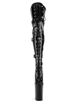 Pole Dance Shoes Women Sexy Boots Round Toe Zipper Zipper Stiletto Heel Rave Club Black Thigh High Boots Stripper Shoes
