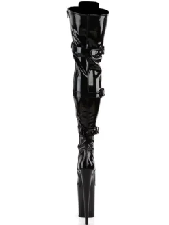 Pole Dance Shoes Women Sexy Boots Round Toe Zipper Zipper Stiletto Heel Rave Club Black Thigh High Boots Stripper Shoes