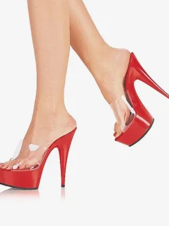 Pole Dance Shoes Women Xmas Clear Sandals Platform Open Toe High Heel Sandals Red Sexy Shoes Stripper Shoes