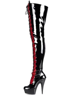 Pole Dance Shoes Women's Exotic Heels Lace Up Platform Thigh High Heel Boots