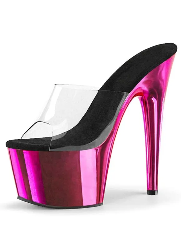 Pole Dance Shoes Women's Sexy Metallic Platform Stiletto Heel Mule Sandals