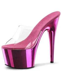 Pole Dance Shoes Women's Sexy Metallic Platform Stiletto Heel Mule Sandals