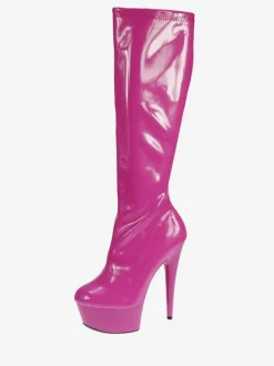 Pole Dance Shoes Blue Sexy Boots High Heel Boots Round Toe Platform Mid Calf Boots Stripper Shoes