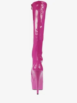 Pole Dance Shoes Blue Sexy Boots High Heel Boots Round Toe Platform Mid Calf Boots Stripper Shoes