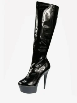 Pole Dance Shoes Blue Sexy Boots High Heel Boots Round Toe Platform Mid Calf Boots Stripper Shoes