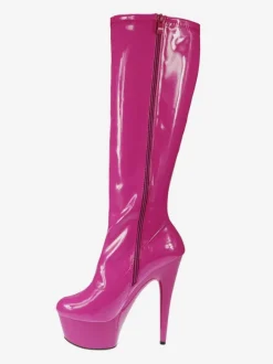 Pole Dance Shoes Blue Sexy Boots High Heel Boots Round Toe Platform Mid Calf Boots Stripper Shoes