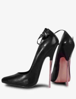 Pole Dance Shoes 6 3/10'' High Heel Black Cowhide Sexy Pumps