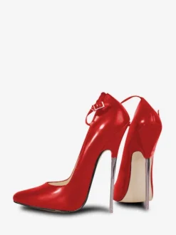 Pole Dance Shoes 6 3/10'' High Heel Black Cowhide Sexy Pumps