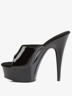 Pole Dance Shoes High Heel Sexy Sandals Black Leather Peep Toe Stiletto Flatform Sandals Stripper Shoes