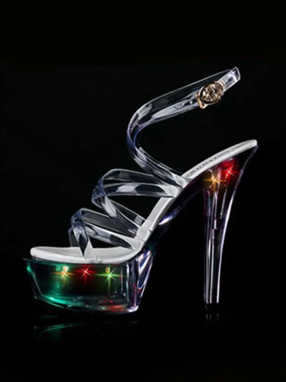 Pole Dance Shoes Sexy Sandals For Woman Ombre PVC Upper Open Toe Cone Heel Sky High Heel Ankle Strap Heels Stripper Shoes