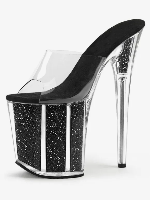 Pole Dance Shoes Sexy Sandals For Woman Rose Leather Peep Toe Platform Transparent Sexy Slippers Stripper Shoes