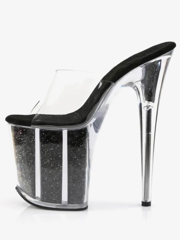 Pole Dance Shoes Sexy Sandals For Woman Rose Leather Peep Toe Platform Transparent Sexy Slippers Stripper Shoes
