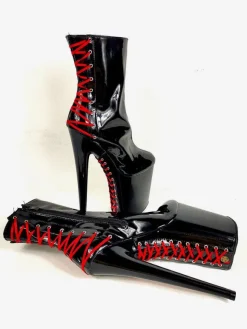 Pole Dance Shoes Women Ankle Boots Sequined Cloth Black Zipper Open Toe High Platform High Heel Boots