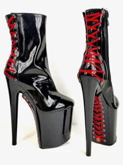 Pole Dance Shoes Women Ankle Boots Sequined Cloth Black Zipper Open Toe High Platform High Heel Boots