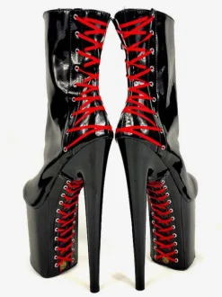 Pole Dance Shoes Women Ankle Boots Sequined Cloth Black Zipper Open Toe High Platform High Heel Boots