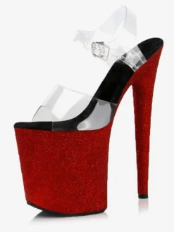 Pole Dance Shoes Women's Clear Platform Exotic High Heel Sandals in Aqua Glitter