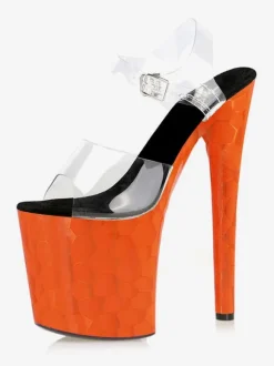 Pole Dance Shoes Women's Clear Platform Exotic High Heel Sandals in Orange