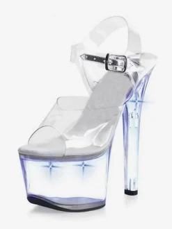 Pole Dance Shoes Women's Clear Sexy Platform Stiletto Heel Sandals Stripper Shoes with LED Light