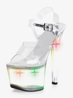 Pole Dance Shoes Women's Clear Sexy Platform Stiletto Heel Sandals Stripper Shoes with LED Light