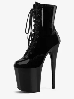 Pole Dance Shoes Women's Sexy Ankle Boots Lace Up Platform Stiletto Heel