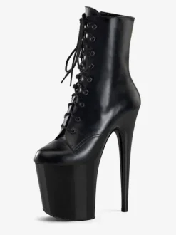 Pole Dance Shoes Women's Sexy Ankle Boots Lace Up Platform Stiletto Heel