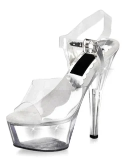 Pole Dance Shoes Women's Sexy Clear Exotic Heels Platform Stiletto Heel Sandals with LED Lights
