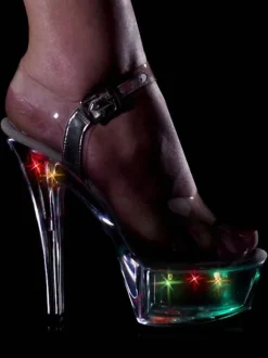 Pole Dance Shoes Women's Sexy Clear Exotic Heels Platform Stiletto Heel Sandals with LED Lights