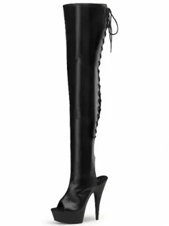 Pole Dance Shoes Women's Sexy Slingback Exotic Heels Lace Up Tigh High Heel Boots