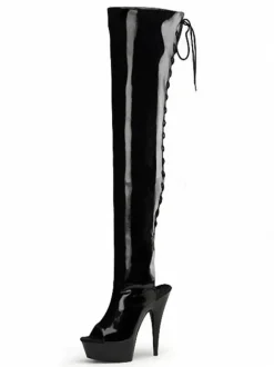 Pole Dance Shoes Women's Sexy Slingback Exotic Heels Lace Up Tigh High Heel Boots