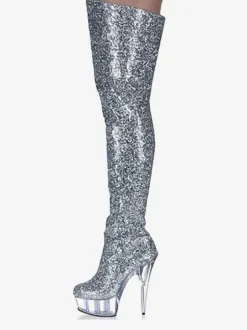 Pole Dance Shoes Women's Sparkly Stripper Shoes Platform Stiletto Heel Over the Knee Boots