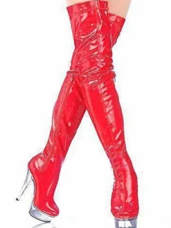 Pole Dance Shoes Women Xmas Over The Knee Boots Red Platform High Heel Thigh High Boots Sexy Shoes Stripper Shoes