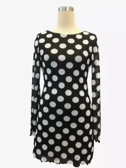 Polka Dot Long Sleeve Backless Slim Fit Mini Dress For Women 2026