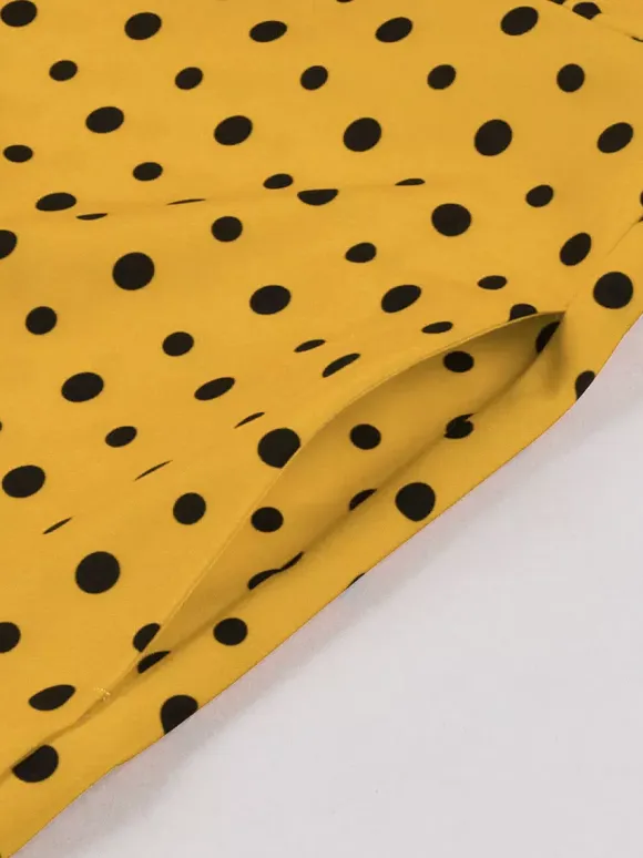 Polka Dot Shirt Dress With Tie And Belt Flutter Sleeve Vintage Midi Dress For Women 2026
