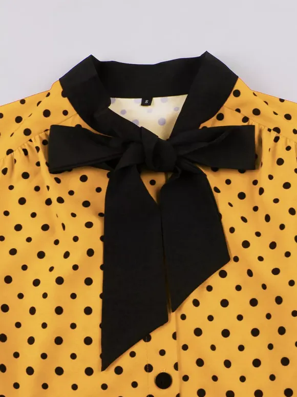 Polka Dot Shirt Dress With Tie And Belt Flutter Sleeve Vintage Midi Dress For Women 2026