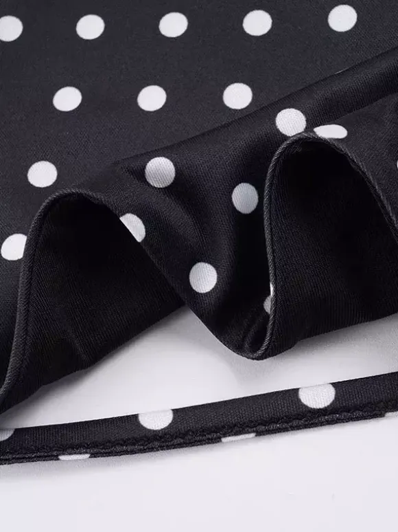 Polka Dot Thin Strap Side Cutout Back Tie Bodysuit