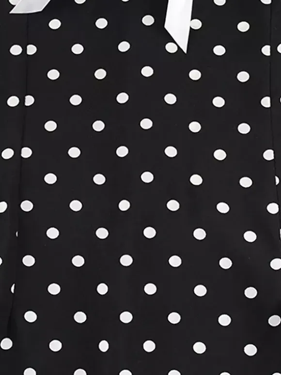 Polka Dot Maxi Dress For Women - Black Vintage Peter Pan Collar Bodycon Pencil Dress - Summer Date Night 2026