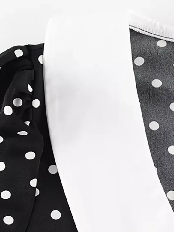 Polka Dot Maxi Dress For Women - Black Vintage Peter Pan Collar Bodycon Pencil Dress - Summer Date Night 2026