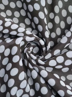 Polka Dot Mesh Women Maxi Dress - Retro Square Neck Long Sleeve Bodycon - French Chic Spring Vacation 2026