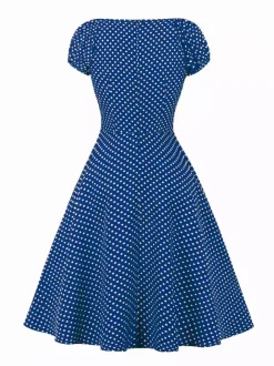 Polka Dot Midi Vintage Dress With Puff Sleeve And Front Tie 2026