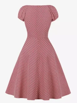 Polka Dot Midi Vintage Dress With Puff Sleeve And Front Tie 2026