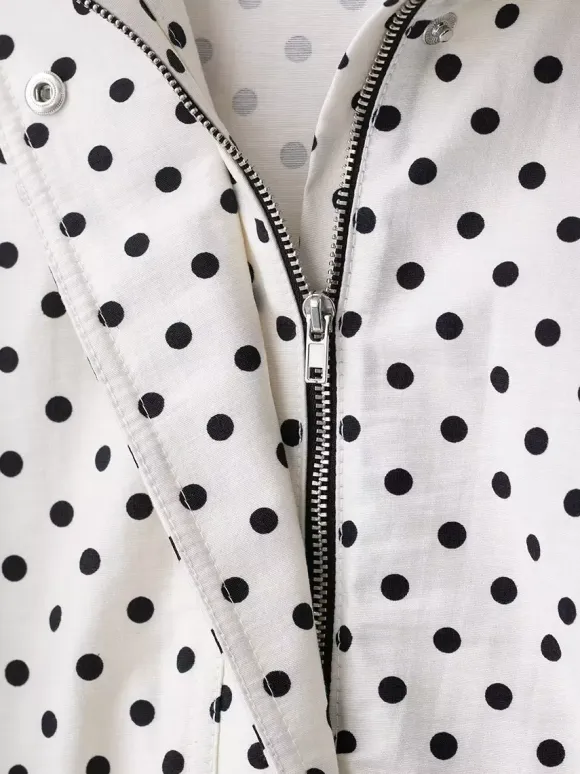 Polka Dot 2 Piece Set For Women - Casual Crop Jacket And Shorts - Spring Streetwear 2026