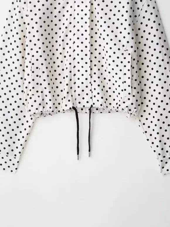 Polka Dot 2 Piece Set For Women - Casual Crop Jacket And Shorts - Spring Streetwear 2026