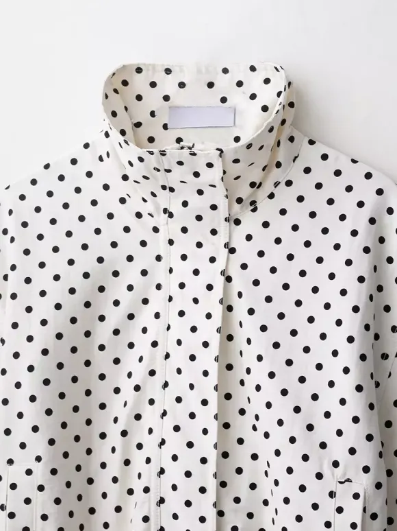 Polka Dot 2 Piece Set For Women - Casual Crop Jacket And Shorts - Spring Streetwear 2026
