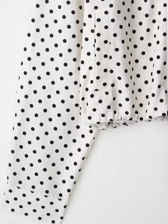 Polka Dot 2 Piece Set For Women - Casual Crop Jacket And Shorts - Spring Streetwear 2026
