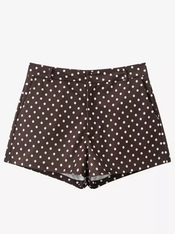 Polka Dot 2 Piece Set For Women - Casual Crop Jacket And Shorts - Spring Streetwear 2026