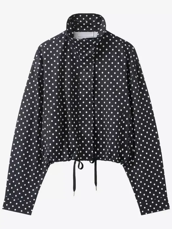 Polka Dot 2 Piece Set For Women - Casual Crop Jacket And Shorts - Spring Streetwear 2026