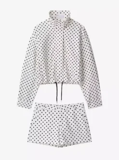 Polka Dot 2 Piece Set For Women - Casual Crop Jacket And Shorts - Spring Streetwear 2026