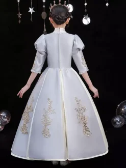 Polyester Fiber Tea Party 3/4 Length Sleeves Polyester Jumpsuit Gothic Silver Kids' Lolita Dresses